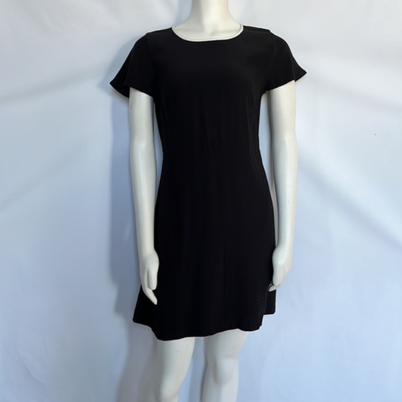 Loft Black White Collar Piping‎ Front Pockets Mini Dress Size 6 - Picture 2 of 8